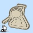 34-1.jpg Science and technology cookie cutters - #34 - scientific research (conical / Erlenmeyer flask with magnifying glass)