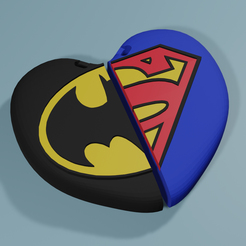Render1.png Fichier STL Porte-clés de la Saint-Valentin de Superman et Batman・Design pour imprimante 3D à télécharger
