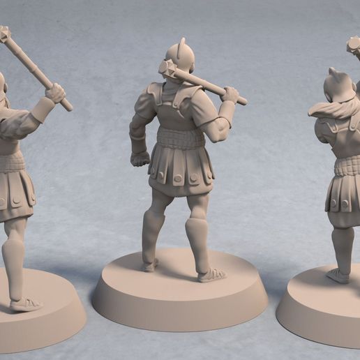 Download file Soldiers of Nemis with Maces (3 unique miniatures) 3D printable miniature STL