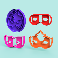 antifaces-venecianos-cortador-galleta-estampa-stl-archivo-2.png Archivo STL máscara de ojos cortador veneciano sello galleta pack x4・Plan de impresora 3D para descargar