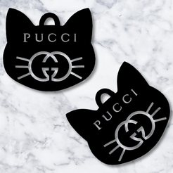 project_20230915_1750207-01.png STL file Funny Gucci earrings Pucci Cat Earrings kitty cat lovers gucci logo・3D printable model to download