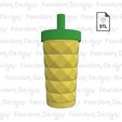 Untitled-2.jpg Starbucks Inspired Pineapple Tumbler Keychain with Removable Screw Top Pill Box