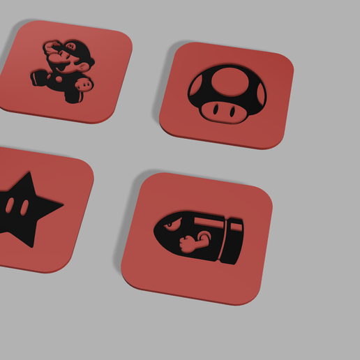 Mario Coaster  4 pcs - 3D model önizlemesi