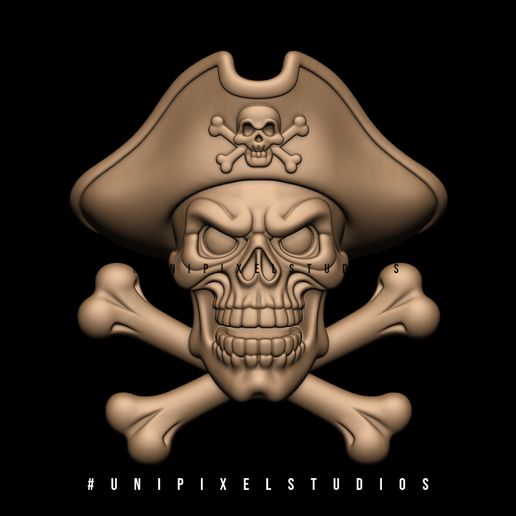 3D-pirate-bas-relife-3d-print-Holloween-3d-model,stl-file,3d-printable,3d-print-model,bas-relie.jpg 3D Pirate Skull Cross bone Bas relief design STL