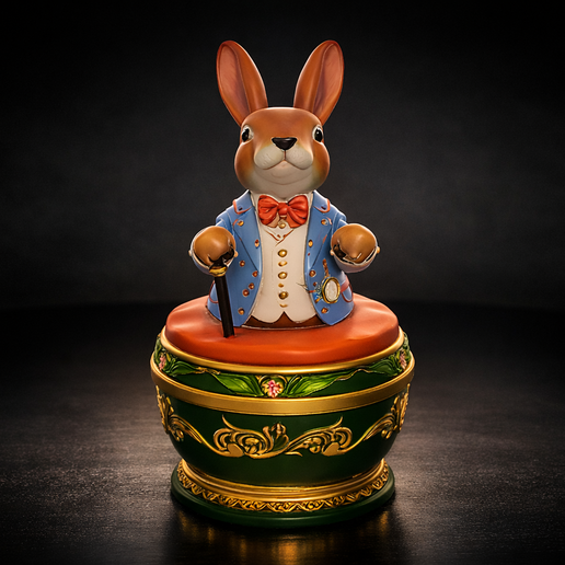 Easter Bunny Egg 3D Print STL – Victorian Rabbit Pop-Up Egg – Decorative Easter Candy Bowl
