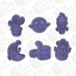 Stickers-cookie-cutter-set-of-6.png 3D-Datei Aufkleber Ausstecher 6er Set *・Design für den 3D-Druck zum Herunterladen