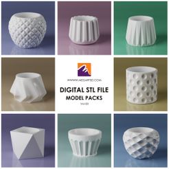 Vase-Pot-Pack-8-items.jpg Файл STL Ваза горшок упаковка 8 предметов・3D-печать дизайна для загрузки