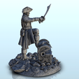4.png Pirate with sword on treasure chest (2) - Pirate Jungle Island Beach Piracy Caribbean Medieval
