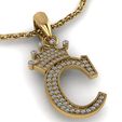 b.jpg Alphabet (C) Pendant 3d Printable Model