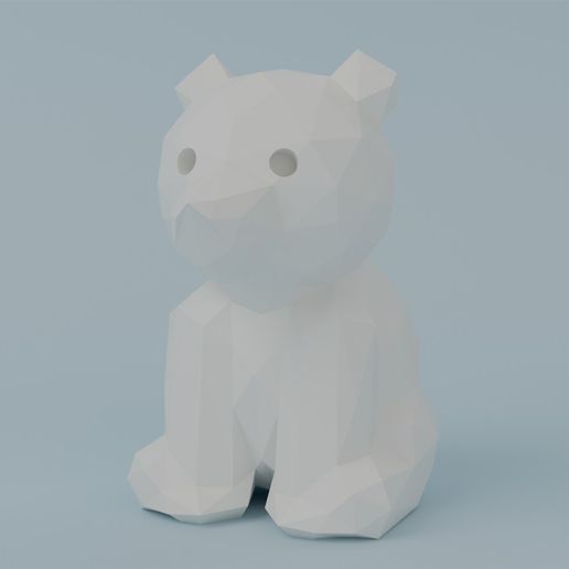 Low Poly Baby Polar Bear - Arctic Babies Mini Figurine - No Supports