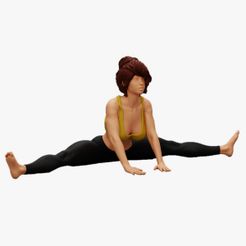 113.jpg Archivo 3D Hermosa mujer practicando yoga con flexión hacia delante sentada en ángulo ancho Modelo de impresión 3D・Plan de impresión en 3D para descargar, 3DGeshaft