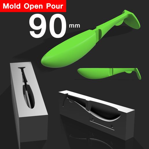 OPEN POUR MOLD SHAD 90 mm. STL, STEP FILE FOR CNC AND 3D PRINT 3D model