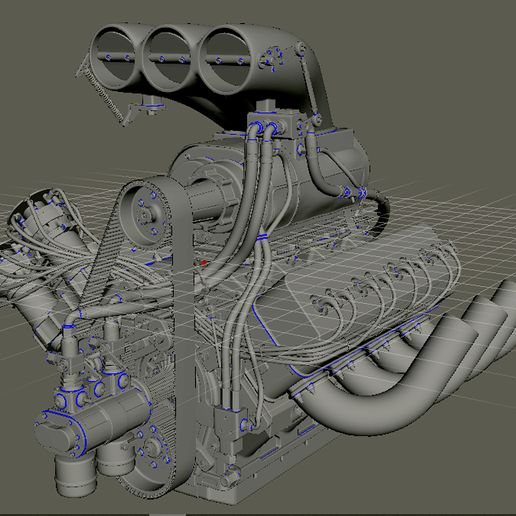 🔝 Engine Dragster Top Fuel Hi detailing・ STL File for 3D