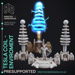 tesla-coil-1.jpg Fichier 3D Environnement - Bobine Tesla - Monstre du Dr Frankensteins - PRESUPPORTE - Illustré et Stats - Echelle 32mm・Objet pour impression 3D à télécharger