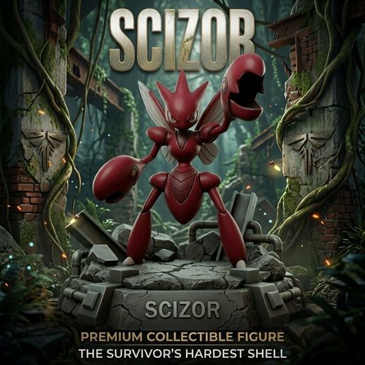 Scizor Pokemon Statue Bug Steel Type 3D Model OBJ RAR