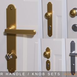 Door_Handle_title_01.jpg Archivo STL gratis Juegos de manillas y pomos para puertas "Old Vienna", múltiples diseños y tamaños・Objeto imprimible en 3D para descargar, guppyk