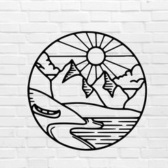 murbrique.jpg Fichier STL Décoration murale soleil montagne・Plan imprimable en 3D à télécharger