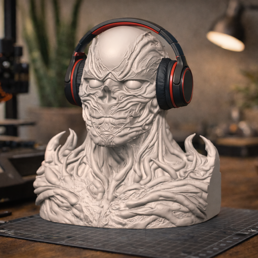 Vecna Headphone Stand STL – Demon Bust Headset Holder 3D Print File – Dark Fantasy Desk Display Sculpture (M & L Sizes)