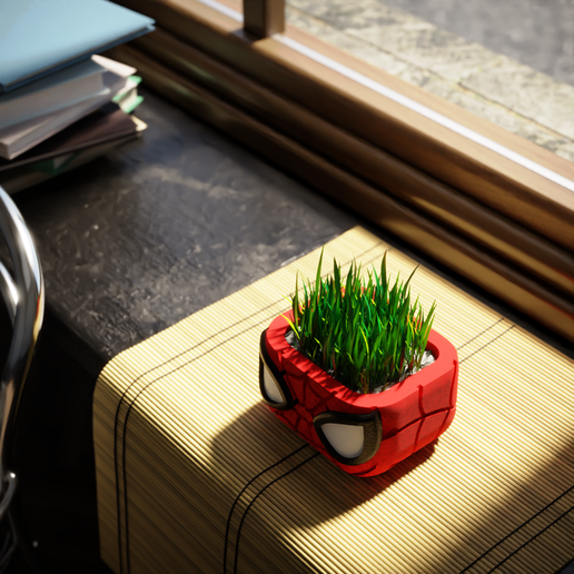 SpiderMan FunkoHead Desktop Flower pot STL File for Cults