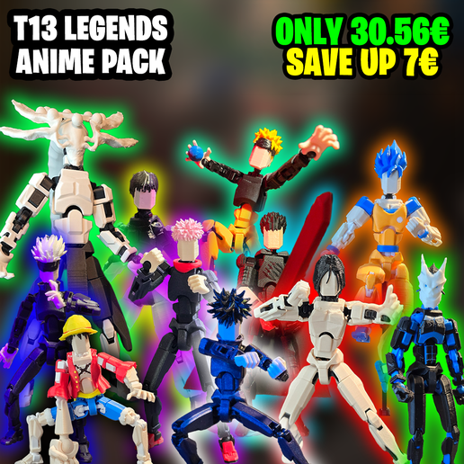 🦸 T13 ANIME PACK Inspirado em Mahoraga, Gojo, Luffy, Toji, Yuji