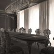 Wireframe-Low-Classic-Dinning-Room-01-4.jpg Classic Dinning Room 01 White and Gold