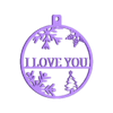 ILU BALL.stl CHRISTMAS TREE ORNAMENT WITH THE WORD "I LOVE YOU". CHRISTMAS TREE ORNAMENT WITH THE WORD "I LOVE YOU".
