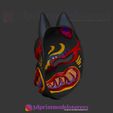 Kitsune_Fox_Mask_Japanese_no6_05.jpg Japanese Fox Mask Demon Kitsune Cosplay Helmet STL File