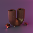 render.png U-Shape Ribbed Curl Vase 02