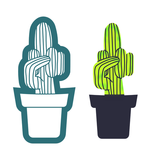 Cactus F*** polymer  clay cutter 3size 3D model