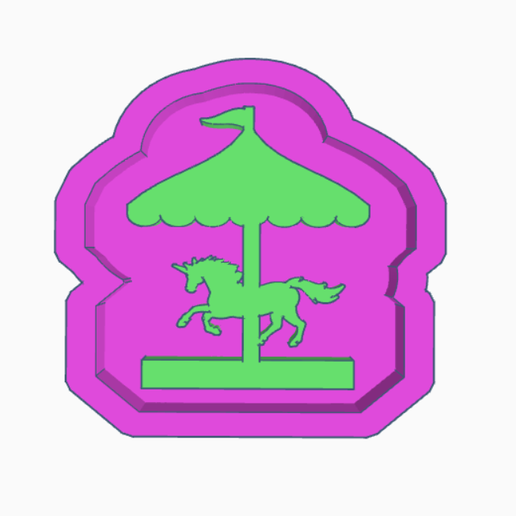 Vintage Unicorn Carousel Mold Master STL | Resin | Clay | Silicone | Ornament Tray 3D model