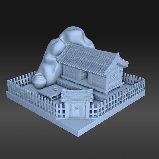 a288.png1.png 韩国传统韩屋 3D 模型 | 寨墙村舍透视图