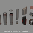 Mandalorian-Weapon-Pack-Exploded-Watermarked.png Mandalorian Cosplay Accessory Pack - 3D Print .STL File