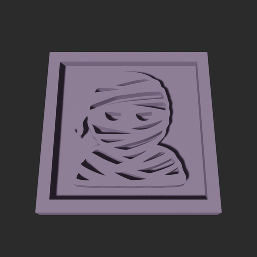 Mummy Bust Square – 3D Printable Game Token