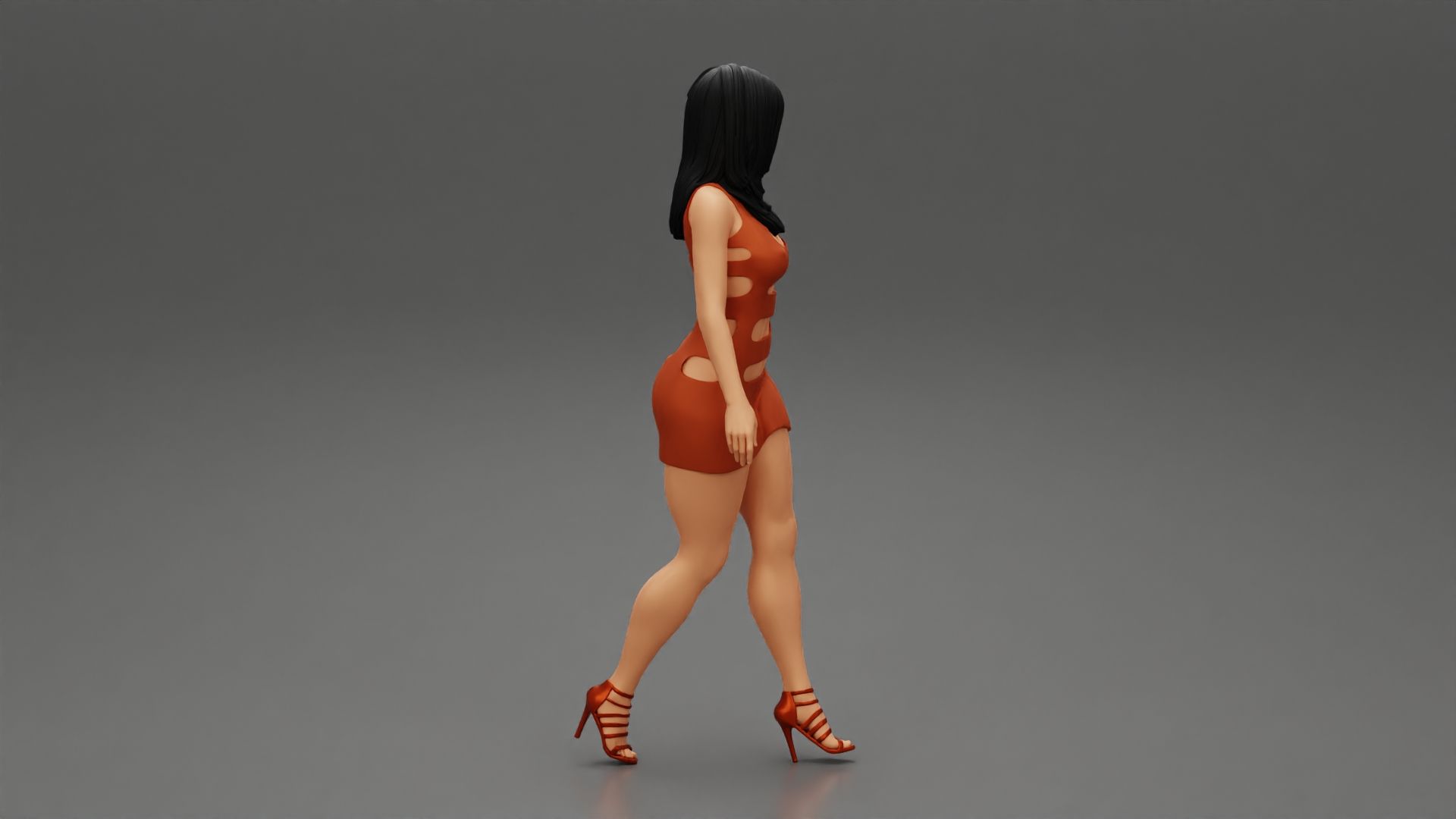 Girl-0003.jpg Fichier 3D Belle fille robe talons marche modèle d'impression 3D・Objet pour impression 3D à télécharger, 3DGeshaft