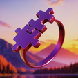 3.png Goldener Puzzle-Ring - Symbolischer Schmuck 3D-Druck Modell 73