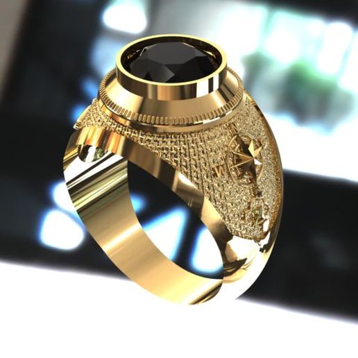 compass rose ring and aviator wings 3D model