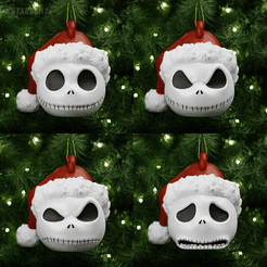 santa_jack_ornaments.png Jack Christmas Ornaments Many Expressions and Santa Hat option