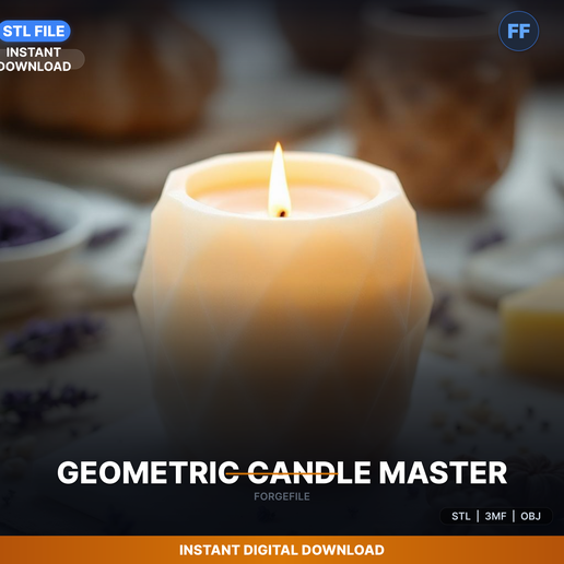 Geometric Faceted Candle Mold Master, Low Poly Diamond - 3D Printable STL File