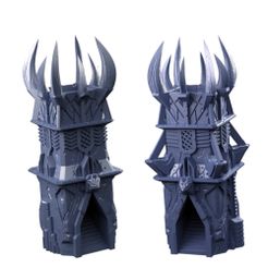 Dark-Monolith-Tower-Sample-Mystic-Pigeon-Gaming-1.jpg STL file Dark Monolith Fantasy Tower Tabletop Terrain And Dice Tower・3D printer design to download