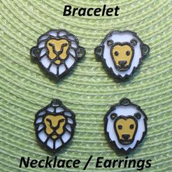 IMG_7334.jpg STL file 4 Lion Necklaces, Bracelets, Earrings, Jewelry・3D printing model to download