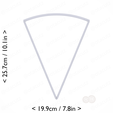 1-8_of_pie~9.75in-cm-inch-top.png Slice (1∕8) of Pie Cookie Cutter 9.75in / 24.8cm