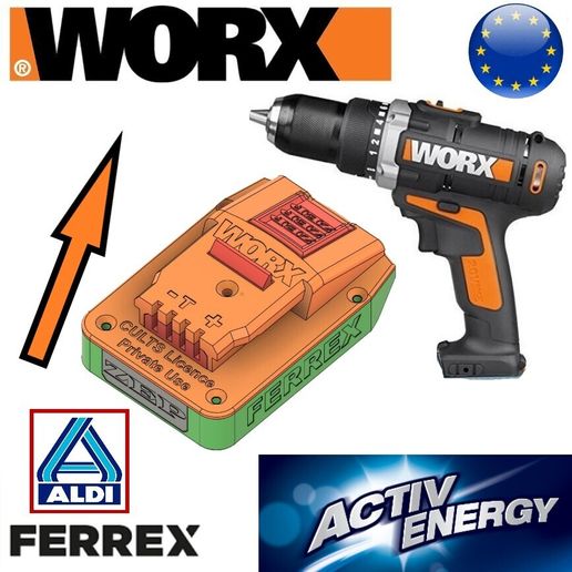 FERREX on WORX UE Battery adapter 3D model
