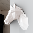 low-poly-head-2-1.png horse head low poly wall mount decor STL