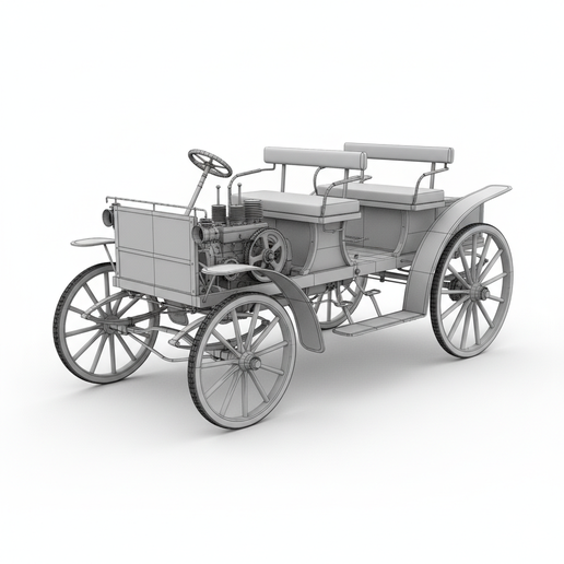 Daimler Motor Carriage rally car STL, convertible STL, car for diorama, wagon STL, assembly car STL, prototype race car STL, hyper detailed car STL, printable car, minivan STL, 1980s sports car STL, car display model, 1940s car STL, post apocalyptic car S