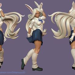 Dinamuuu3D_RabbitMirko_WIP_009a.jpg Free STL file Rabbit Mirko School Girl Bust・Template to download and 3D print
