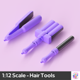 1.png 1:12 scale miniature hair tools - straightener, waver, curler