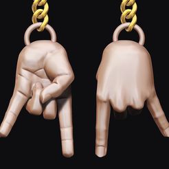 3.jpg STL file Devil horn hand gesture pendant key holder・3D print design to download