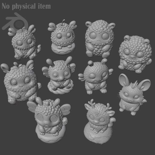 Cute Fluffy Animals Bundle 10 in 1 | Adorable Fantasy Creatures | Digital STL Files for 3D Printing