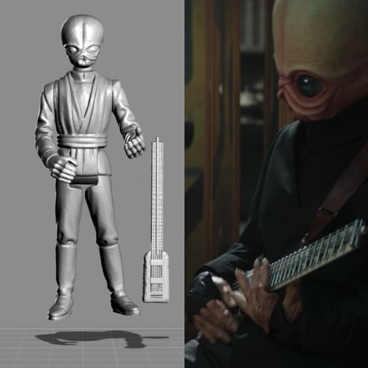 VINTAGE STAR WARS KENNER-STYLE CANTINA BAND GUITAR PLAYER ACTION FIGURE 3D model