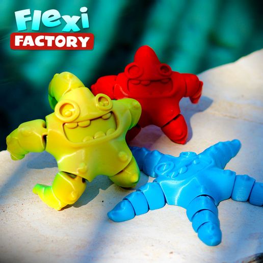 Flexi-Starfish-07.jpg Download STL file Cute Flexi Print-in-Place Starfish • Object to 3D print, FlexiFactory